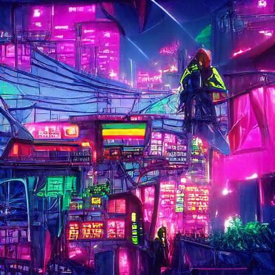 Cyberpunk Cityscape in Anime Style