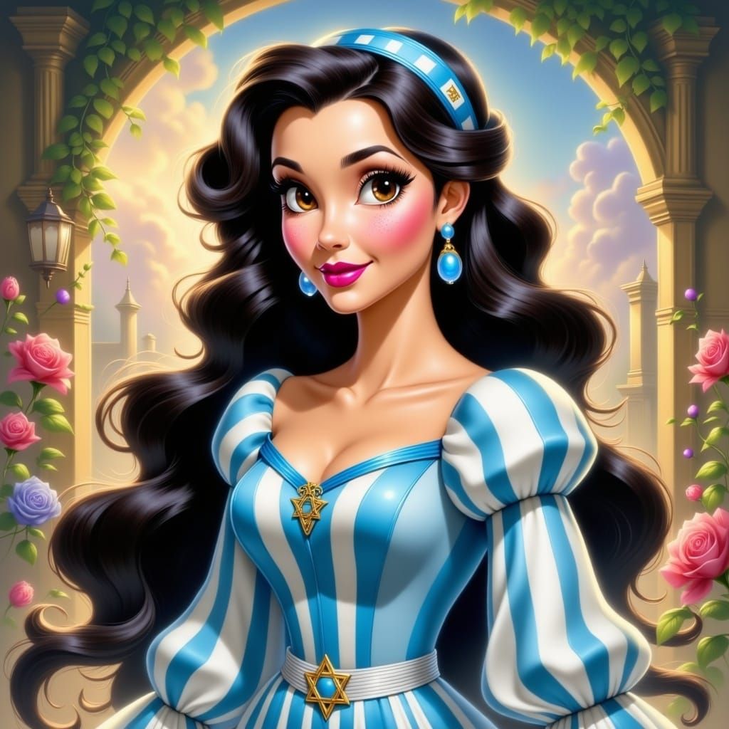 Disney Princess with Striped Dress in Loish Style