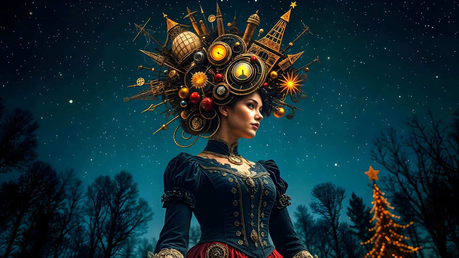 Steampunk Christmas Marvel: A Woman's Hair Transformed into....