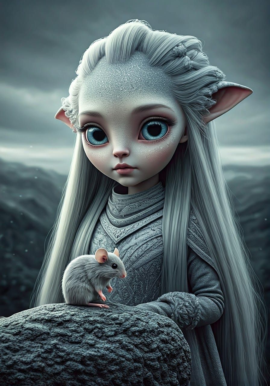 Alien Befriends a Mouse in Photorealistic Style