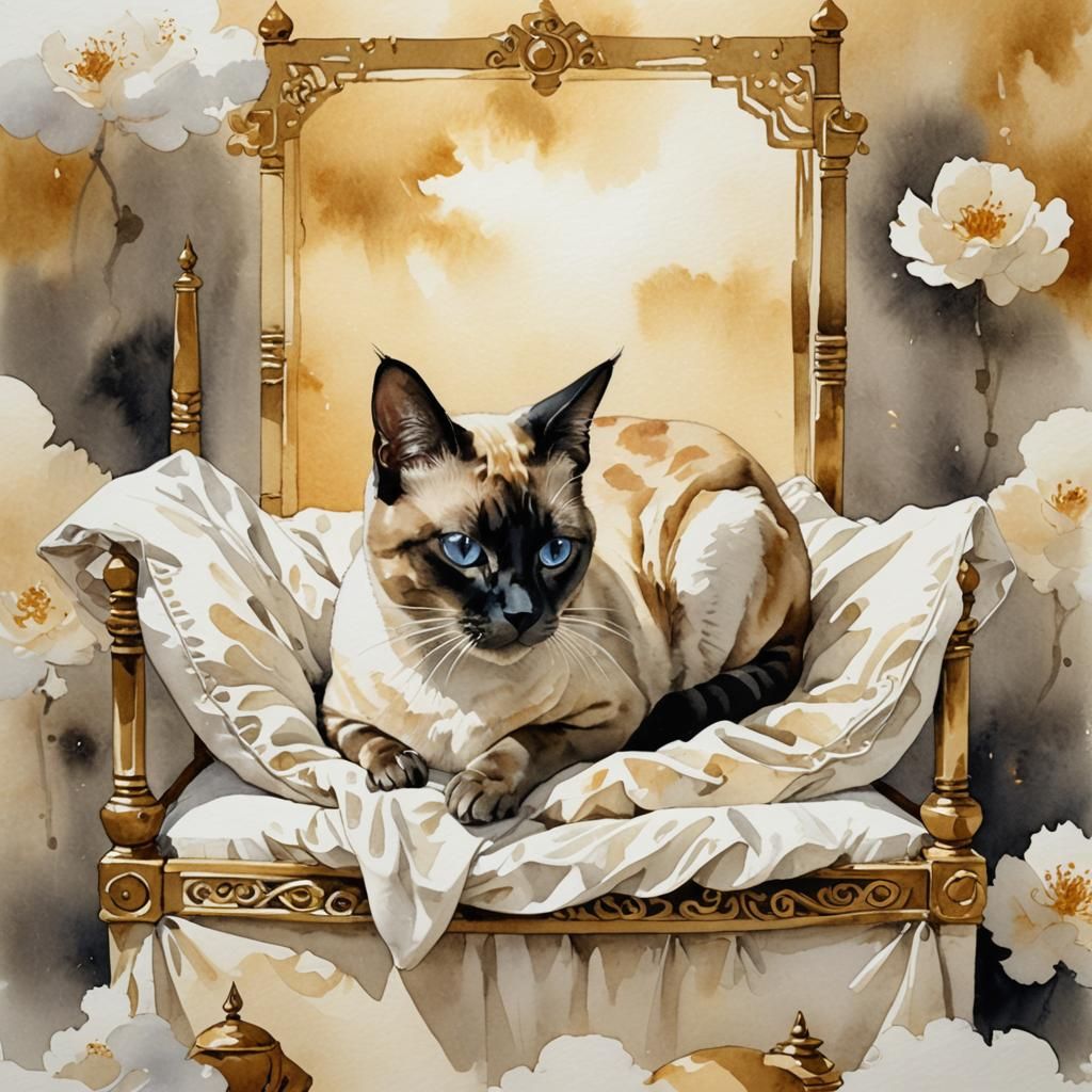 Siamese cat sumi-e