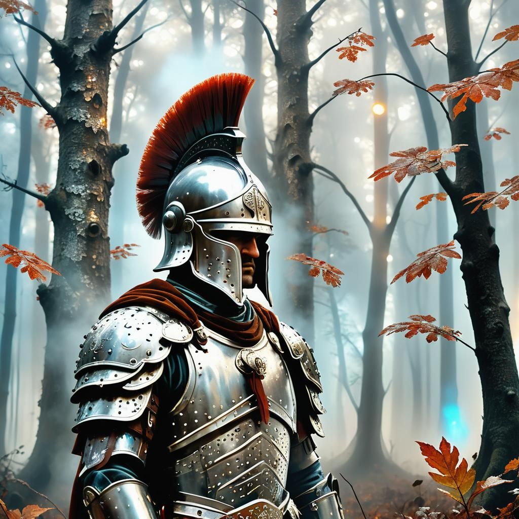Roman Legionary in a Mystical Polka Dot Forest