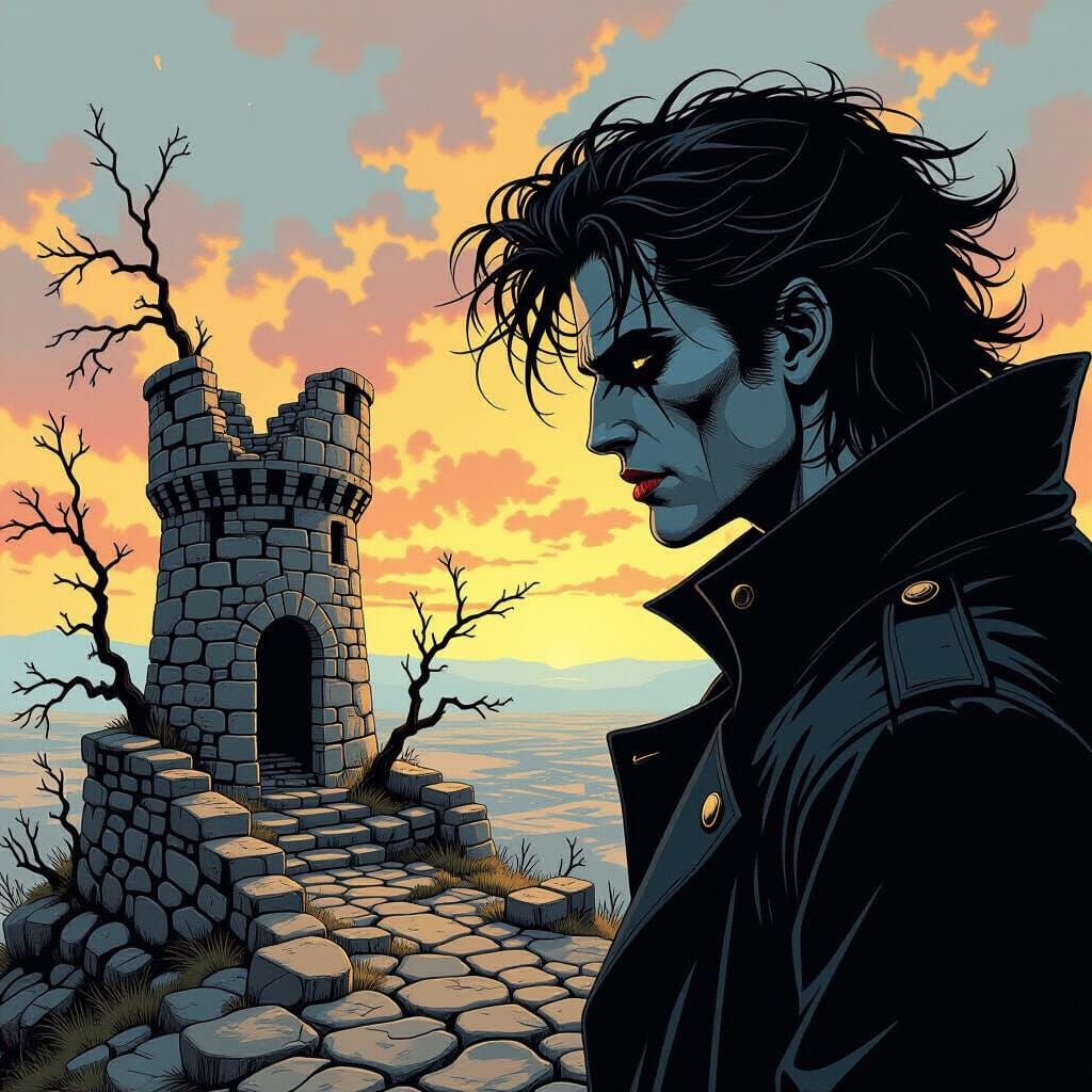 Dream of Sandman in Ruined Landscape