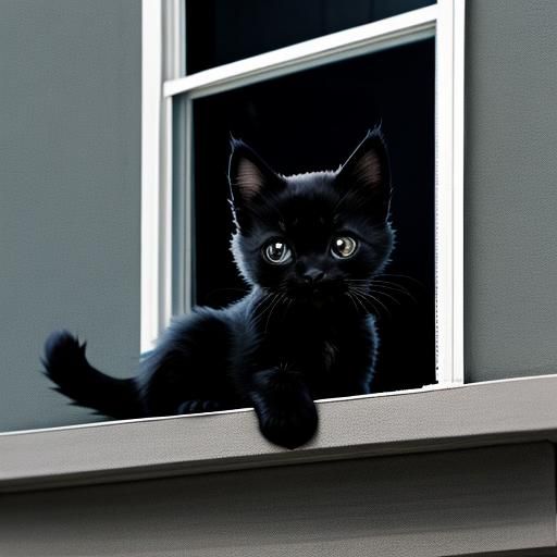 Minimalist Cartoon of Kitten Watching the World