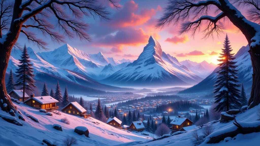 Zermatt in the Swiss Alps and the Matterhorn.