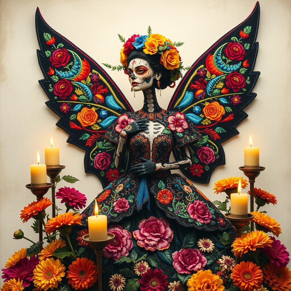Day of the Dead Fairy in Surrealist Style