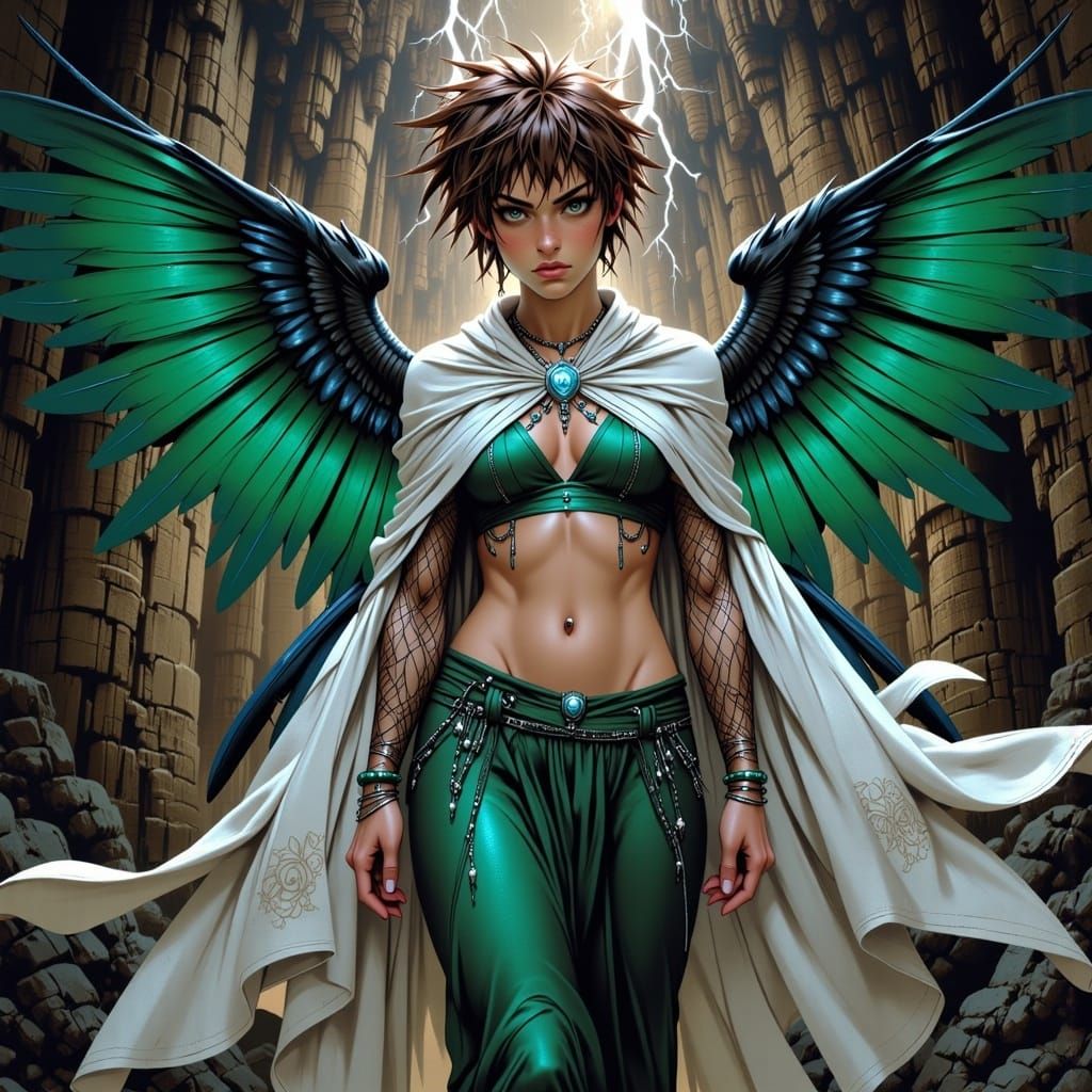 Electrifying Storm Mage with Green Wings