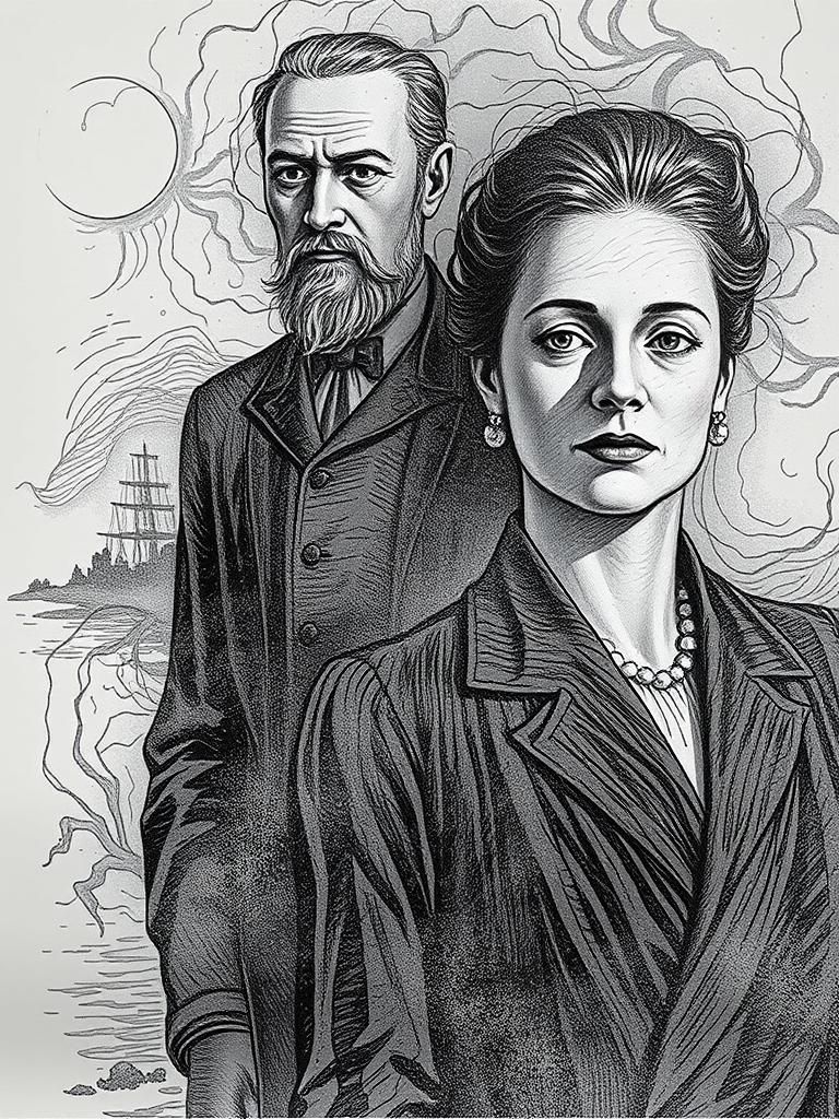 Ethereal Ghostly Woman on Misty Coast