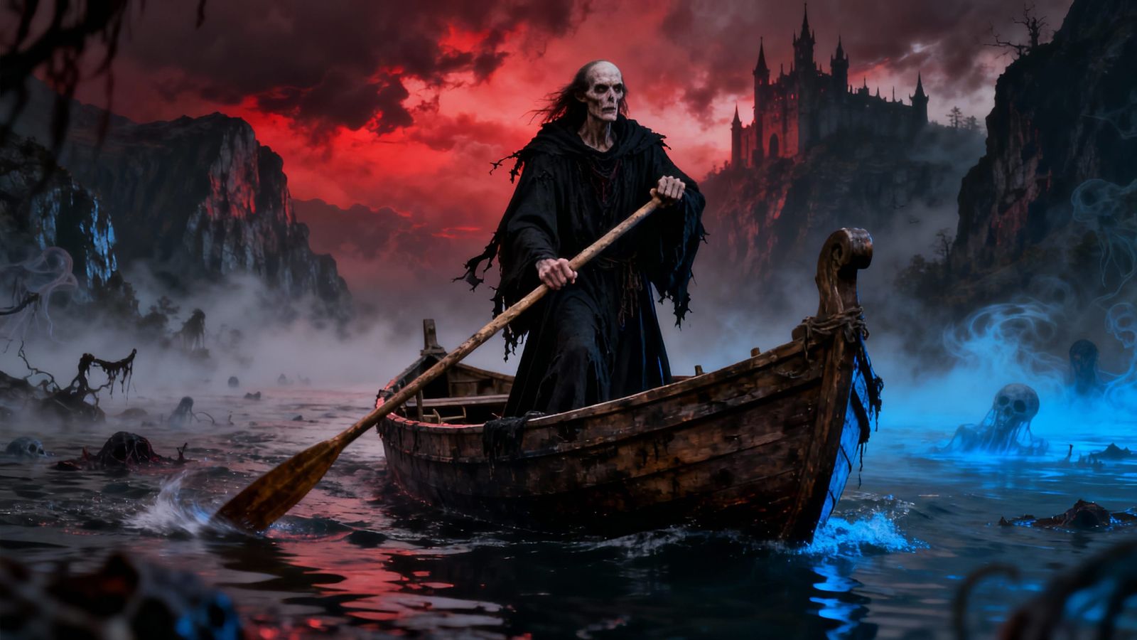Gothic Charon Sails River Styx to Land of the Dead
