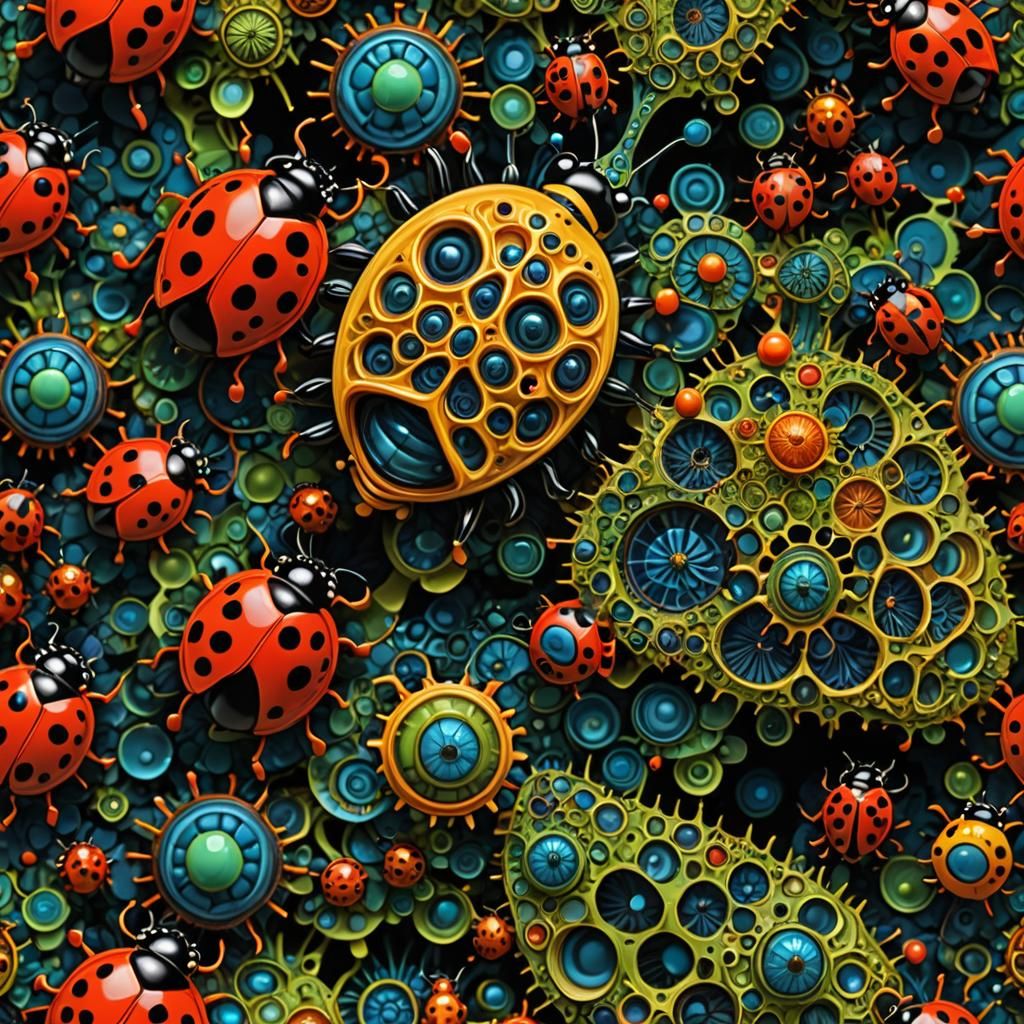 Synchronized Mandelbulb Fractal Ladybug in Vibrant Colors