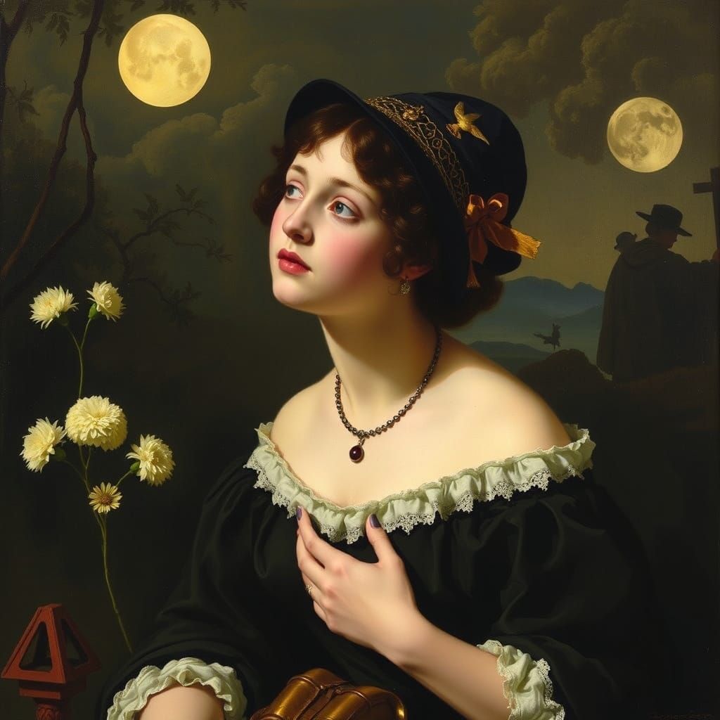 A Mosaic Portrait of a Woman in the Style of Old Masters and...