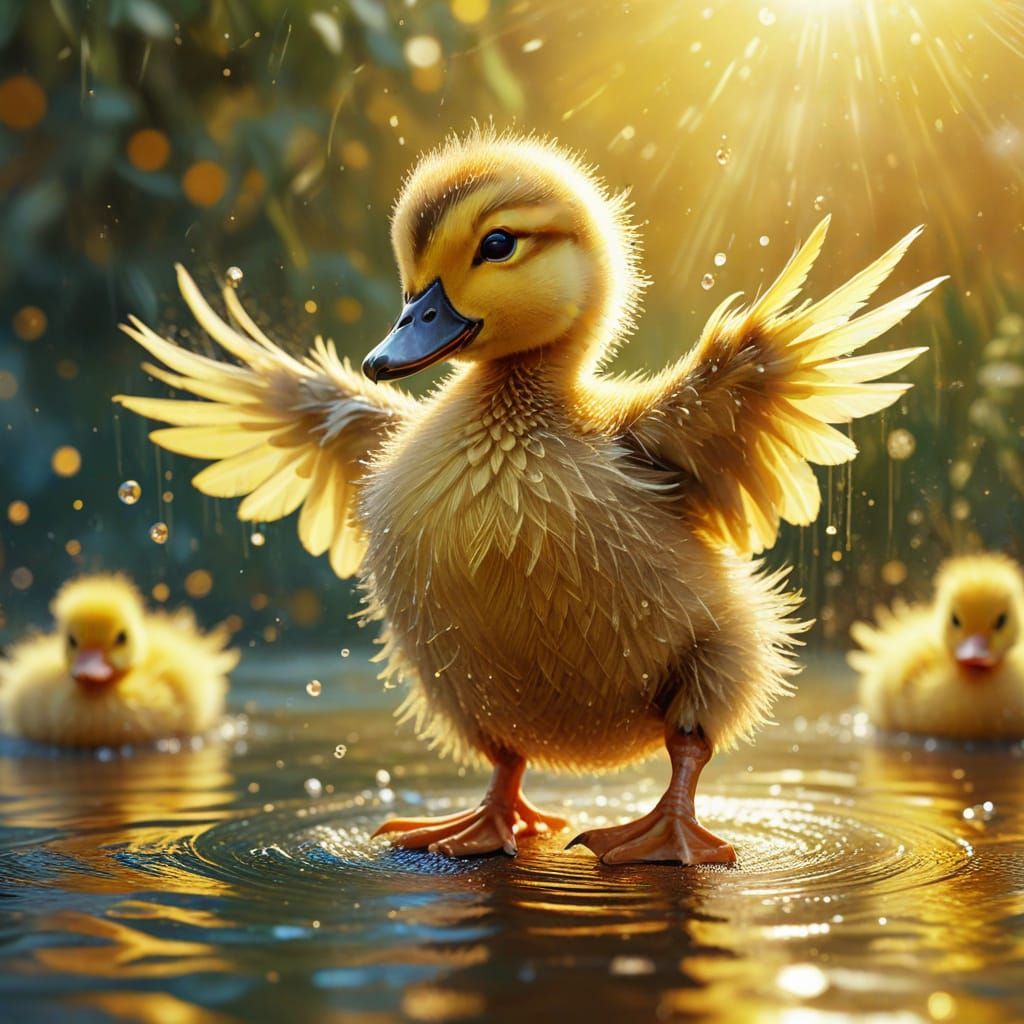 Dancing Duckling in Whimsical Digital Art