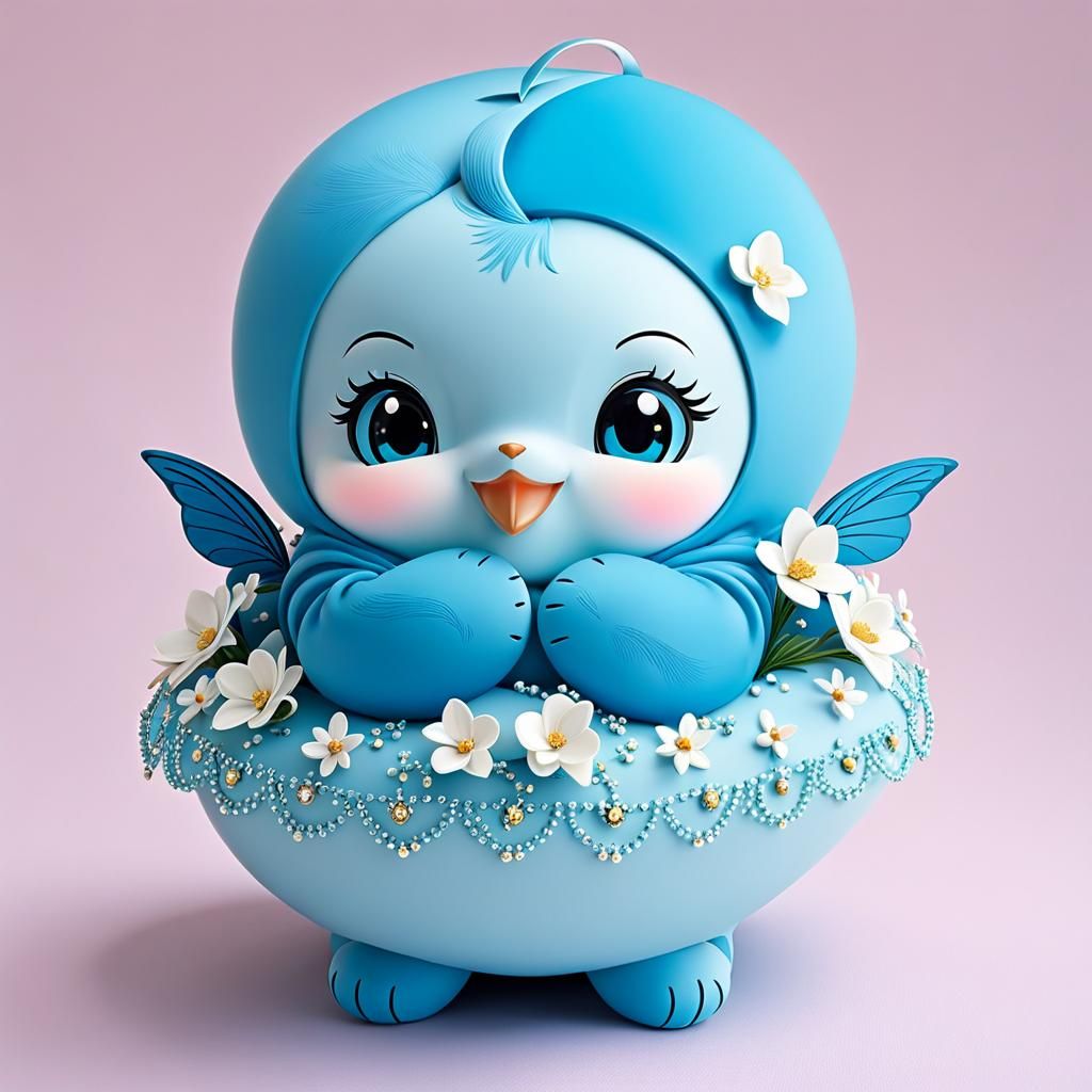 Adorable Blue Creature of Joy and Happiness