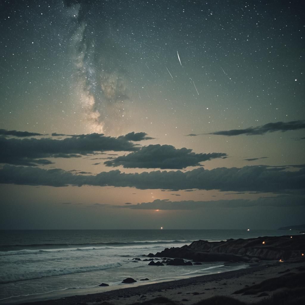 Summer Night Seascape with Cinematic Lighting