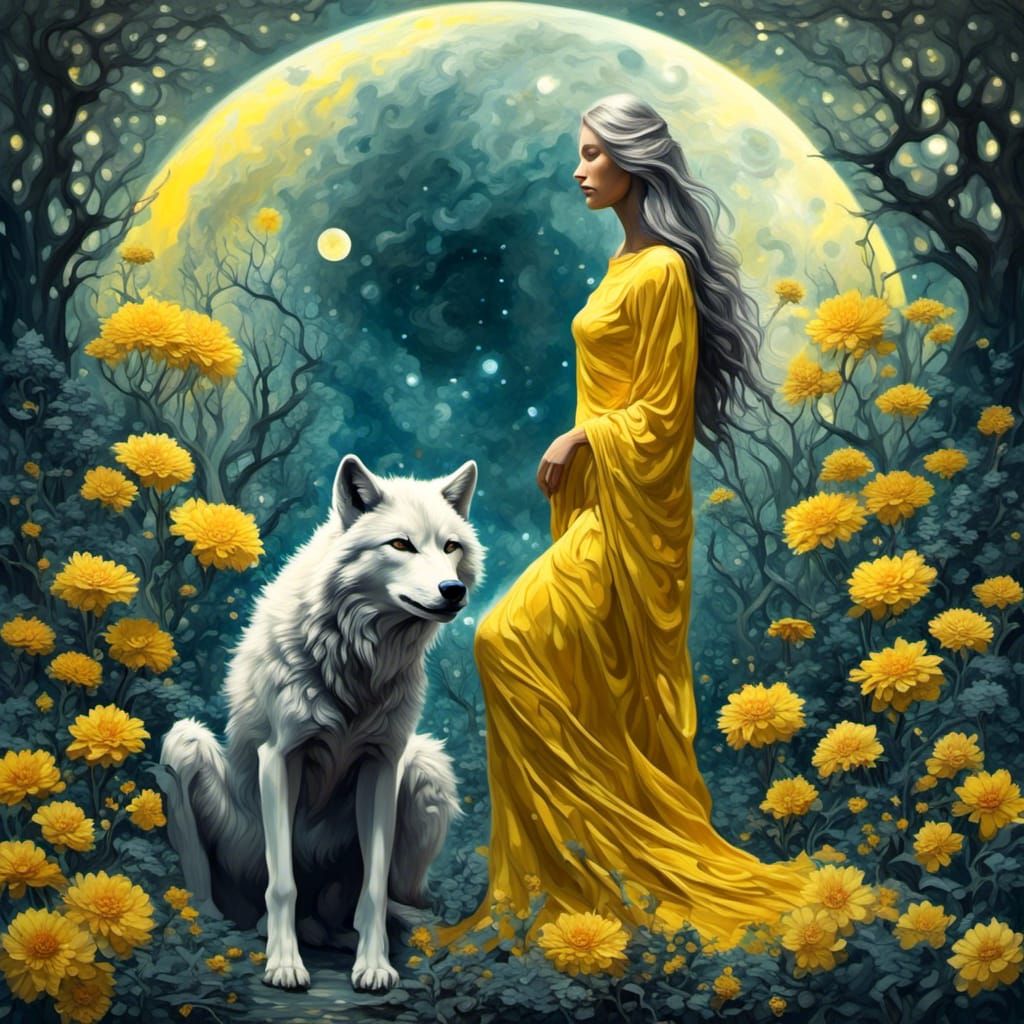wolf woman of mystical fantasy art