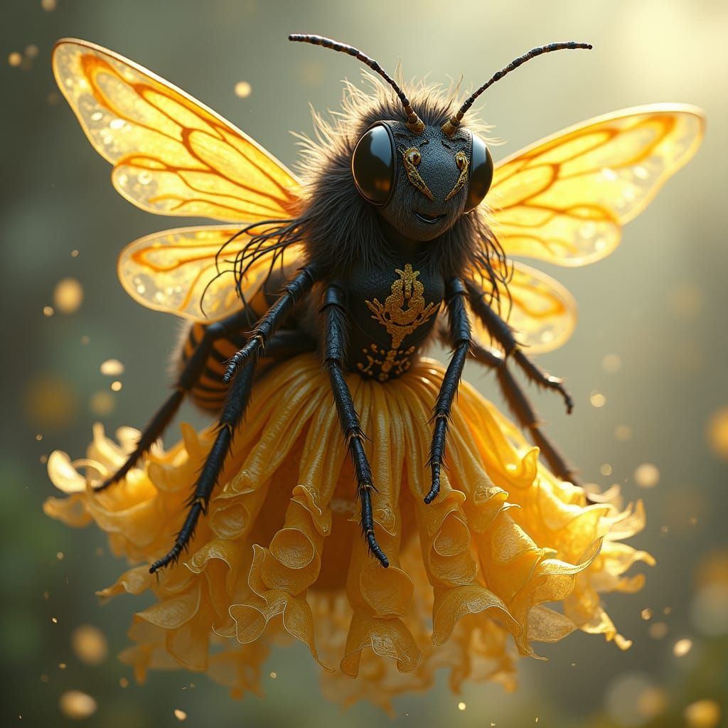 Humanoid Bumblebee Queen in Fantasy Illustration