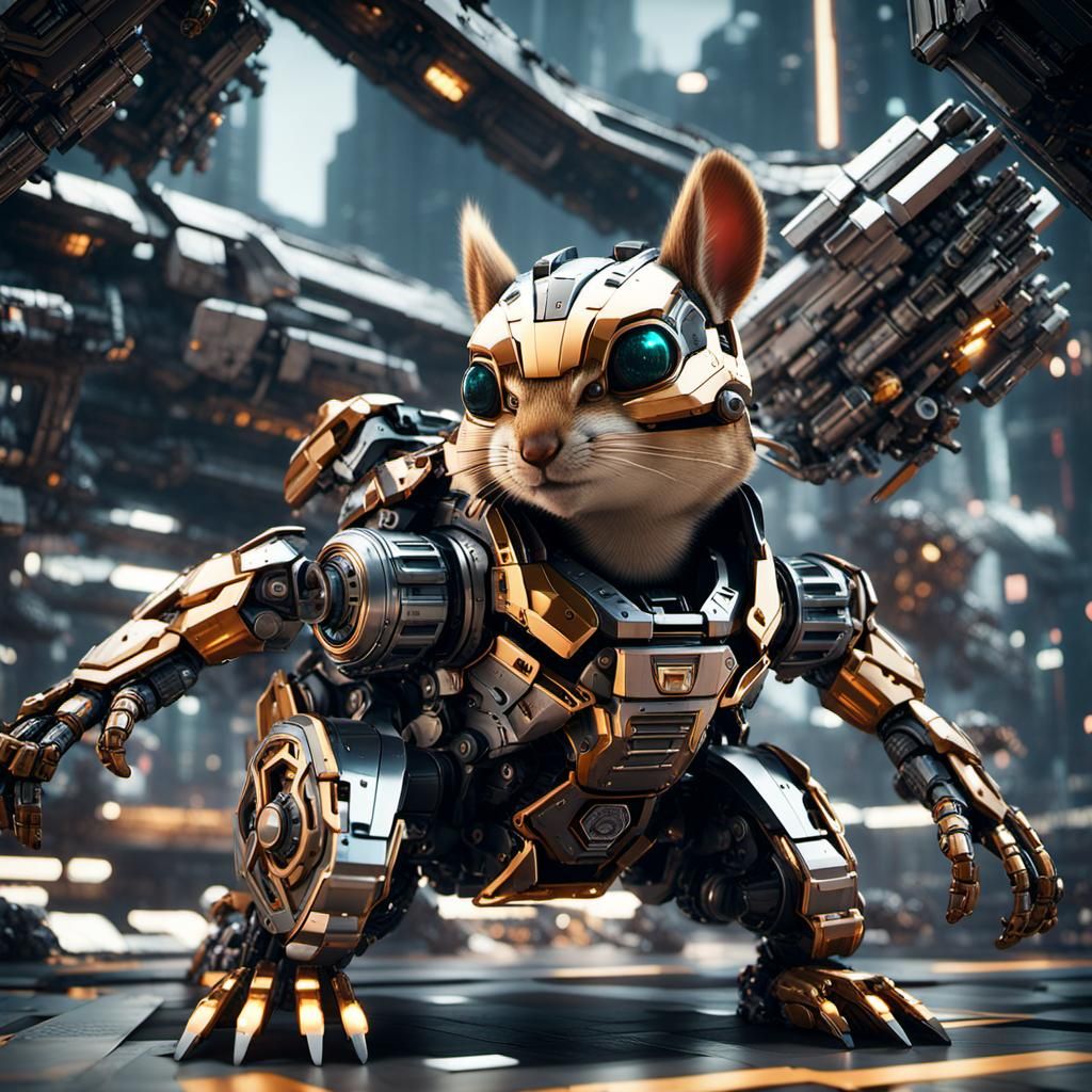 Futuristic Sci-Fi Chipmunk Robot in 8K