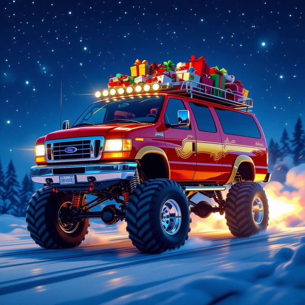 Santa's Futuristic Van Takes Flight With Rocket Power