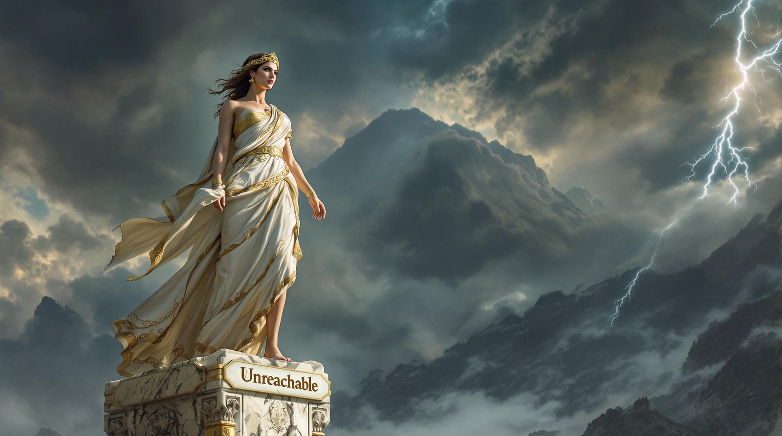 Goddess Athena in Stormy Olympus, Unreachable