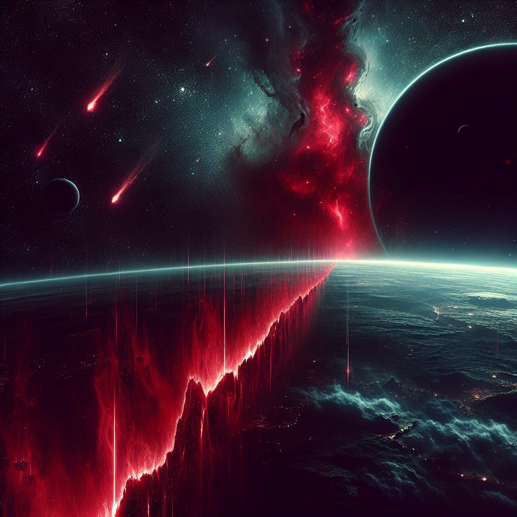 Eerie Red Nebula on Edge of Space