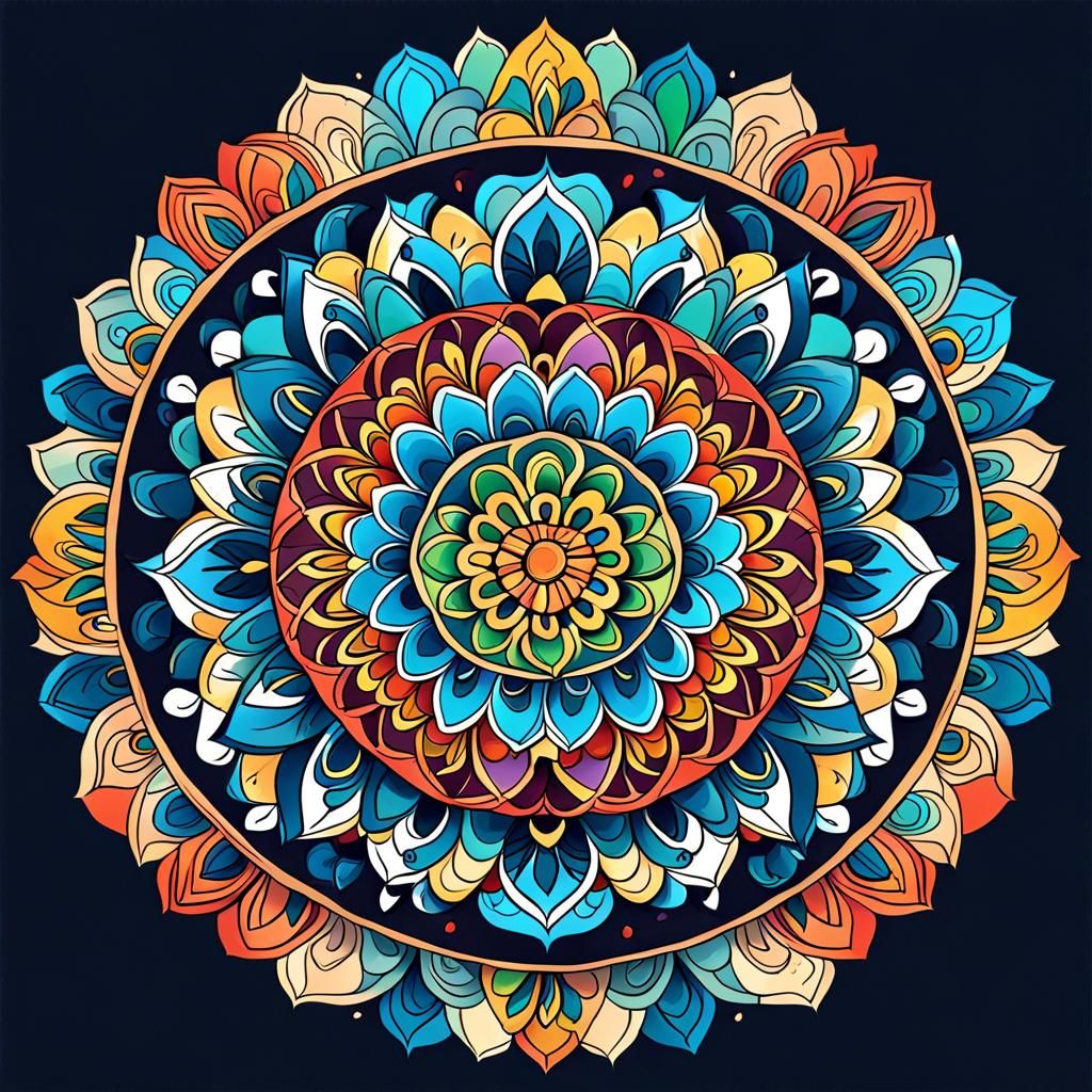 Colorful Mandala Sketch Illustration
