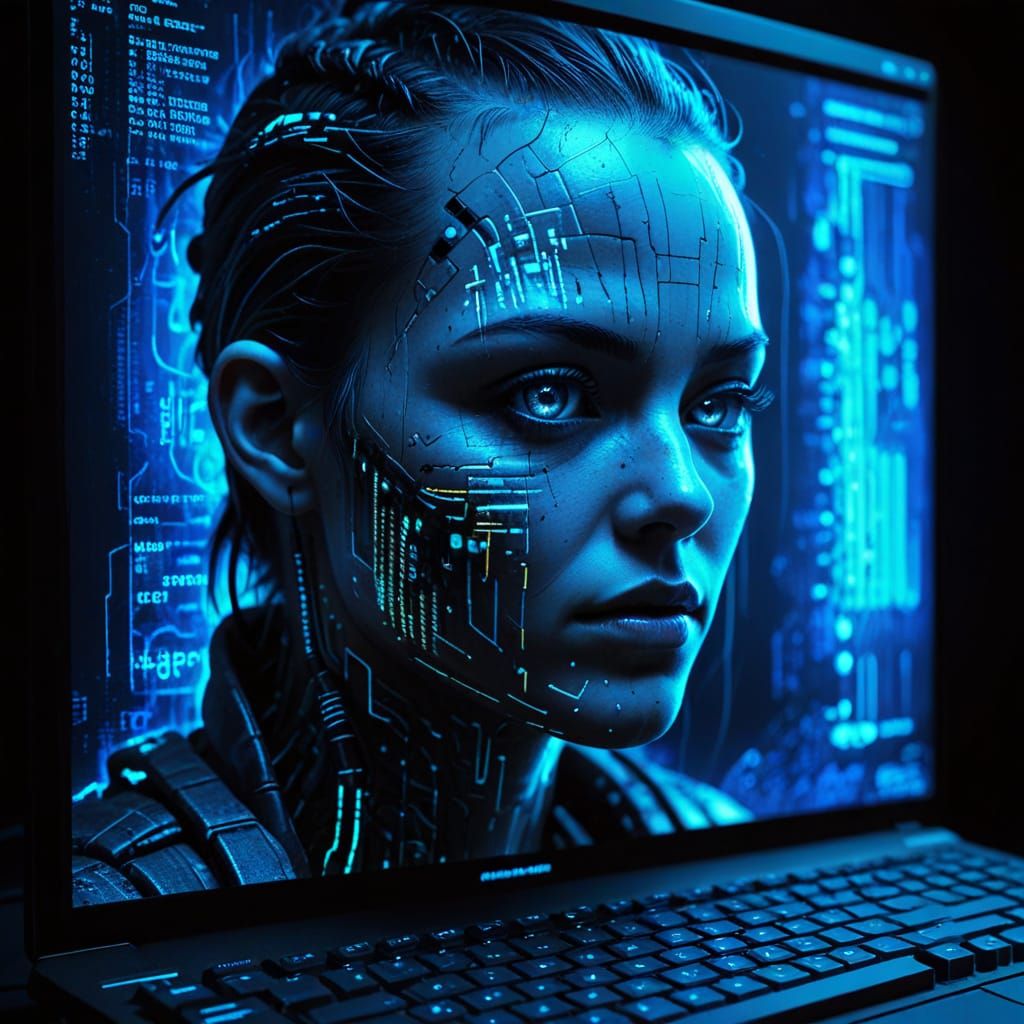 Cyberpunk Malware Apocalypse in Neon-Lit Dark Future