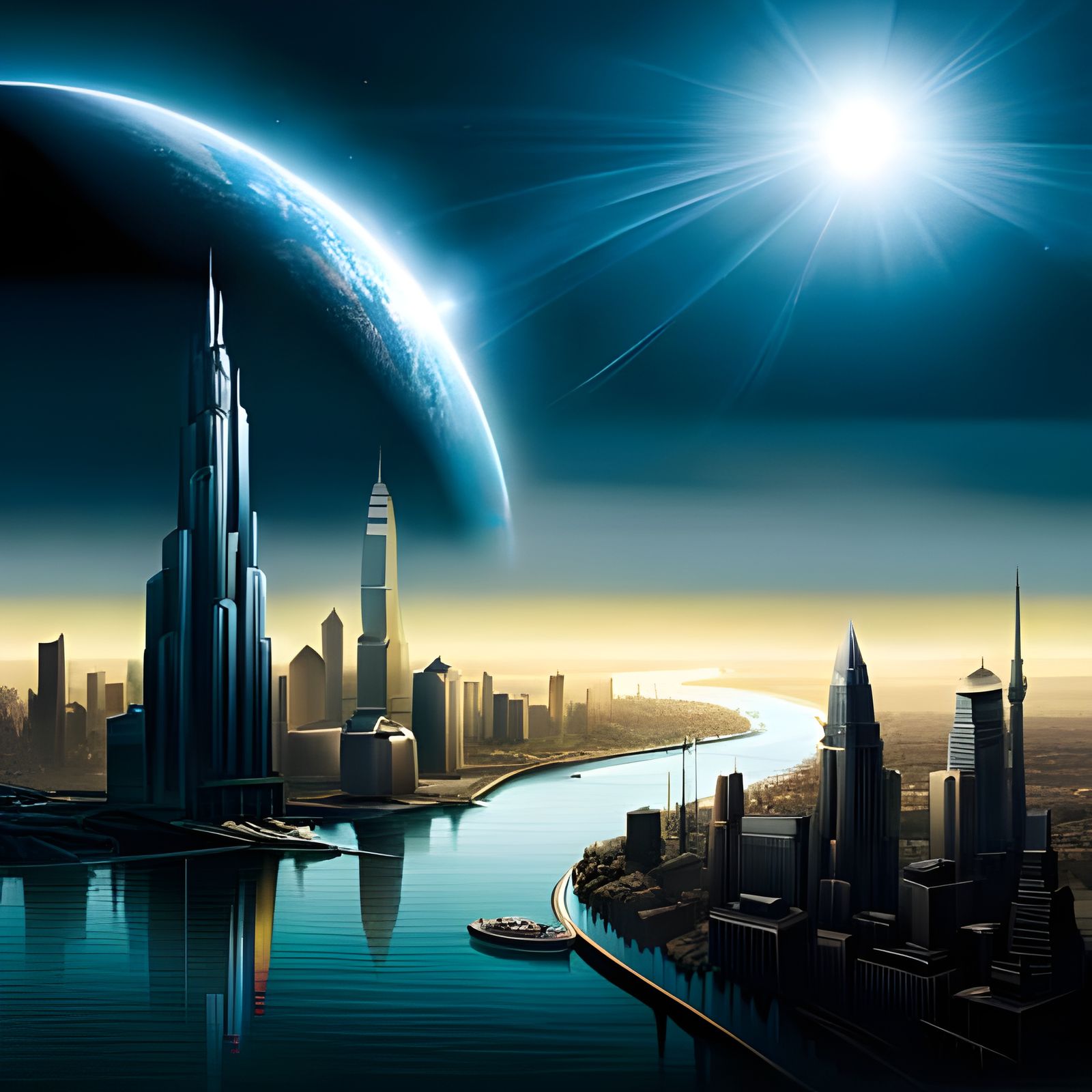 Harmonious Alien-Human Metropolis in Sci-Fi Art