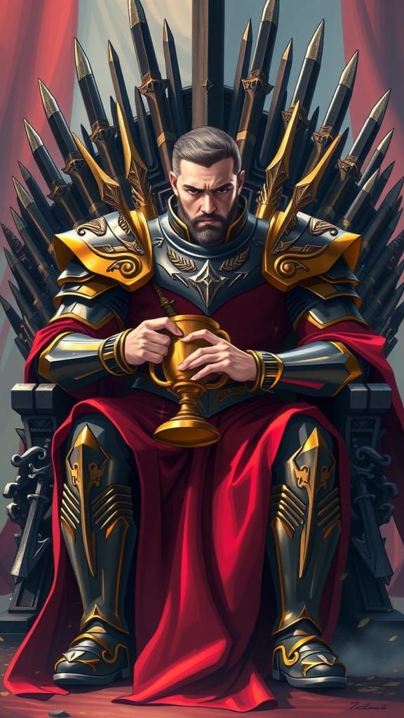 Robert Baratheon on Iron Throne in Anime Style