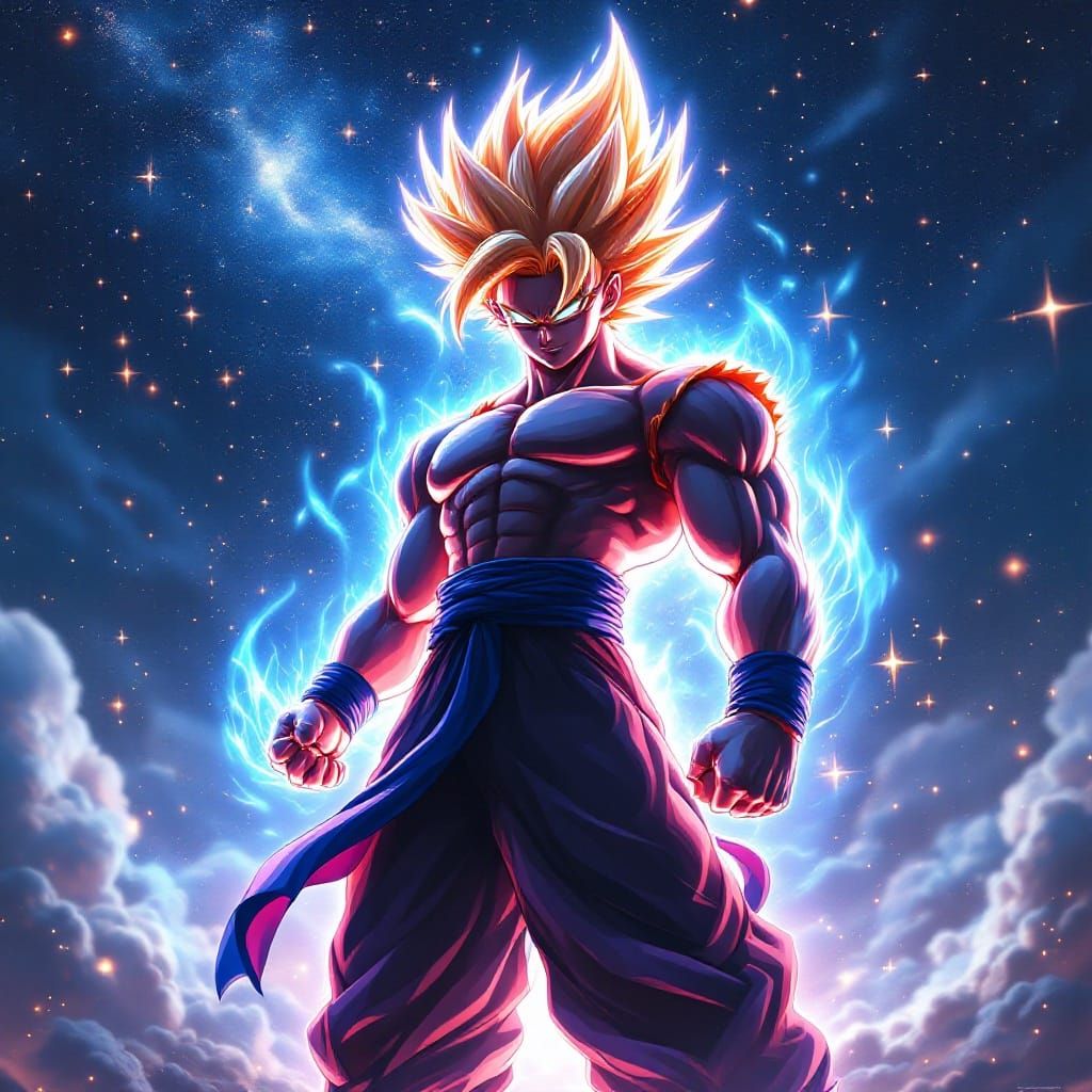 Confident Vegito in Cosmic Anime Style