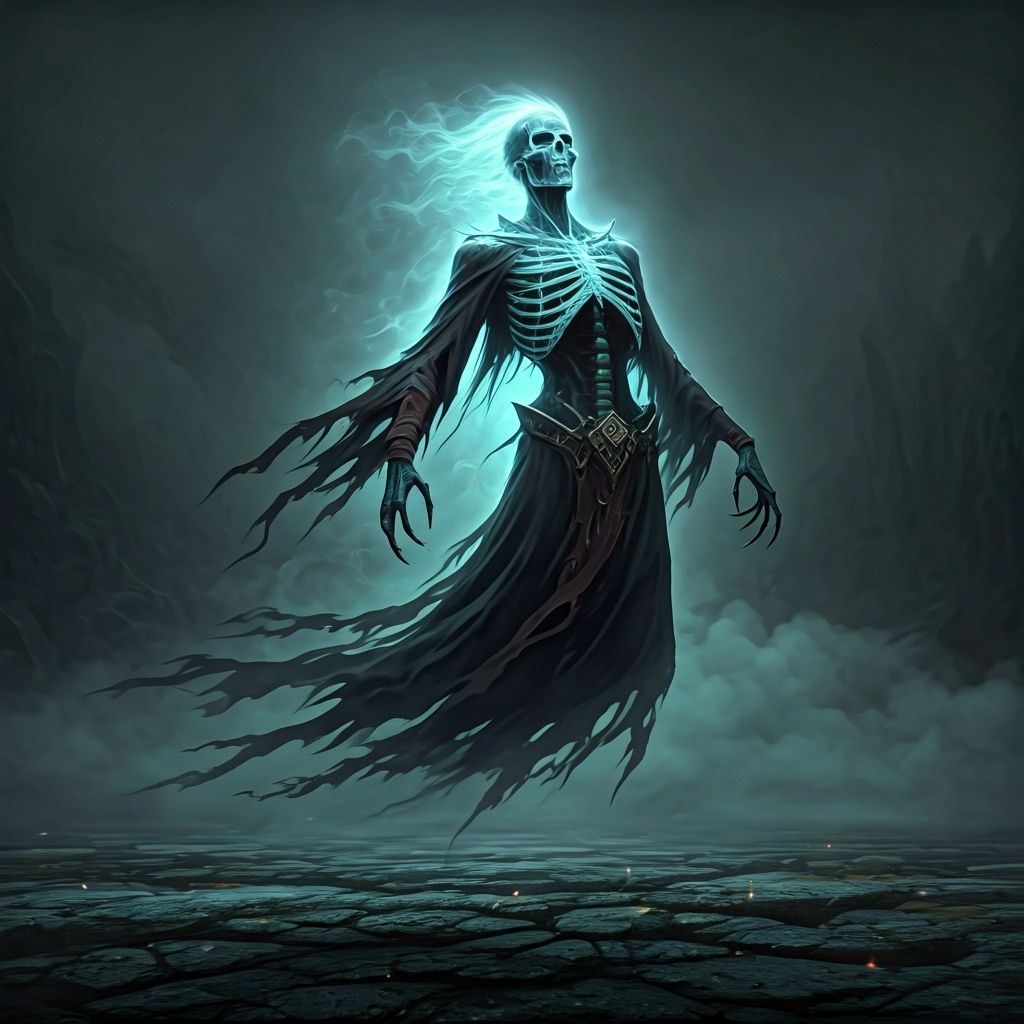 Ethereal Undead Creature in Mist, Dark Fantasy Style