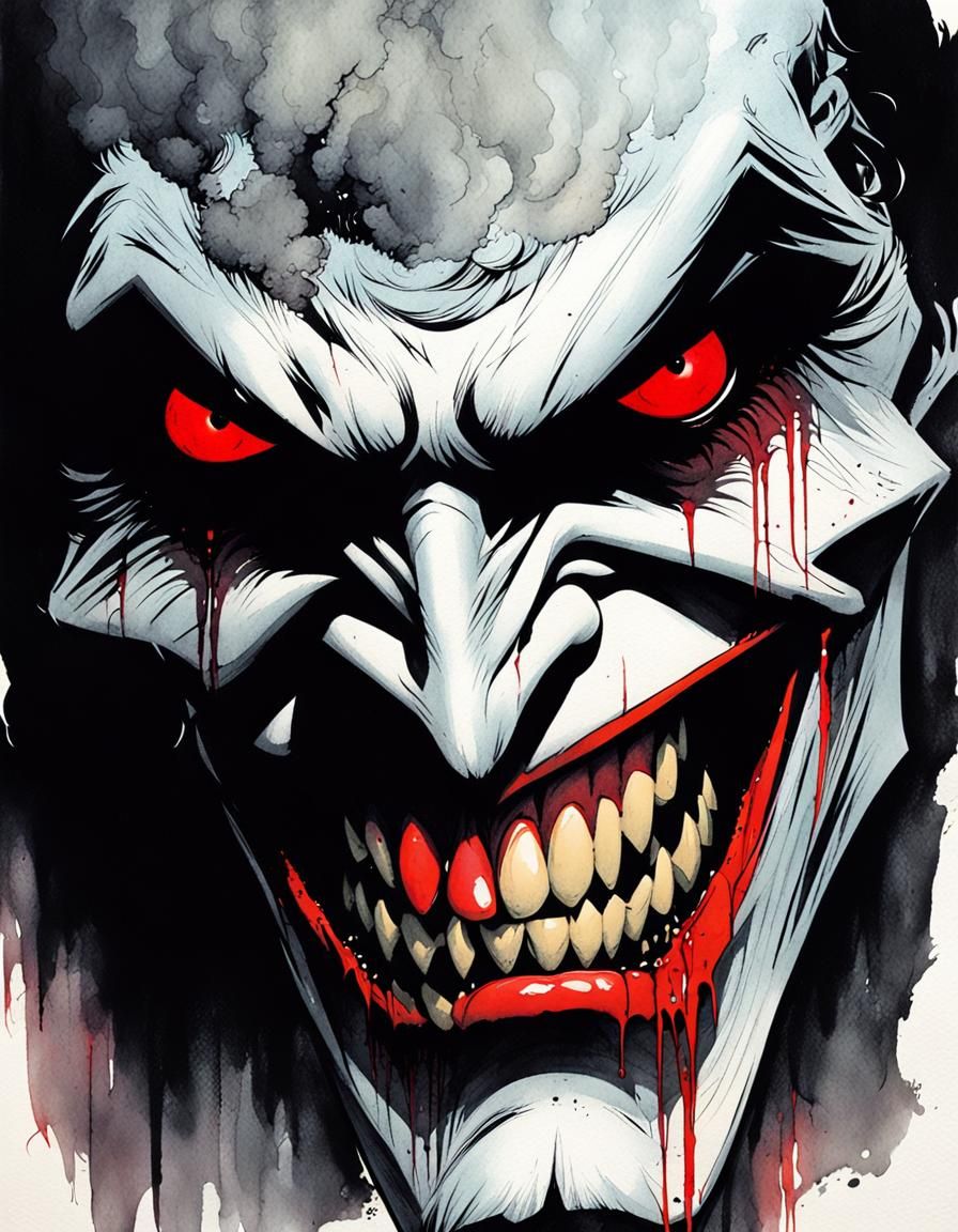 Ethereal Vampire Portrait in Dark India Ink