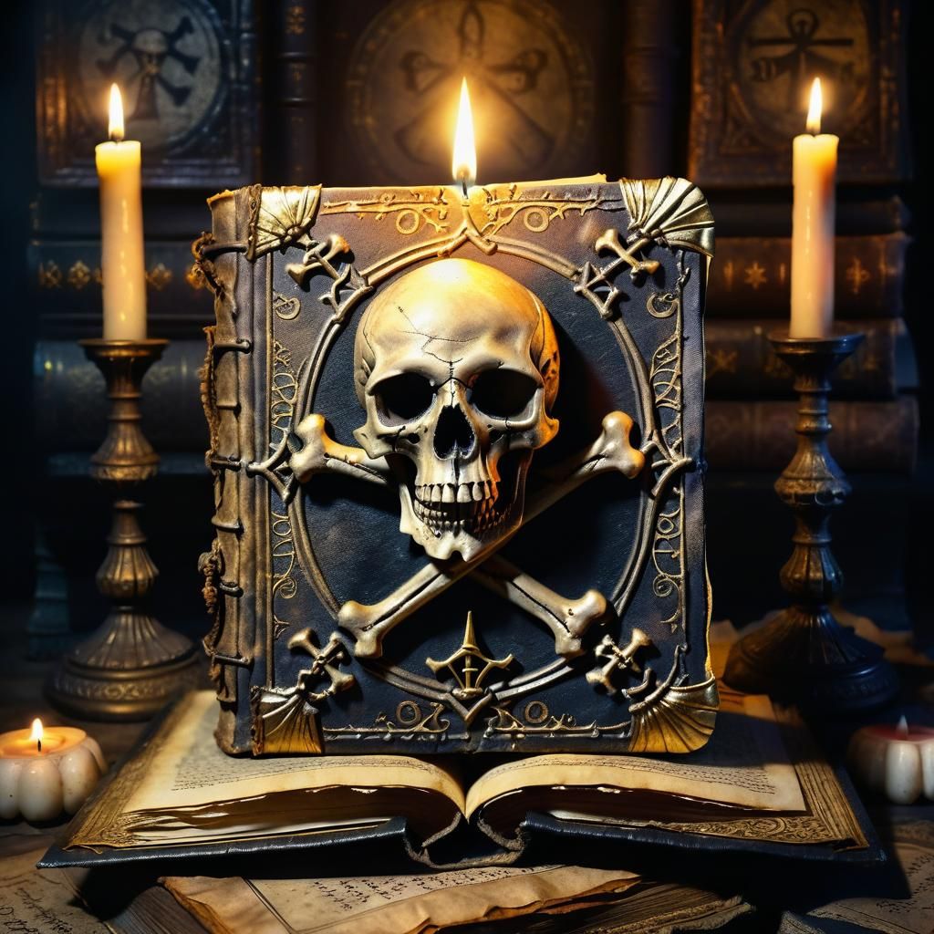 Cursed Book of Spells in Dark Fantasy Style