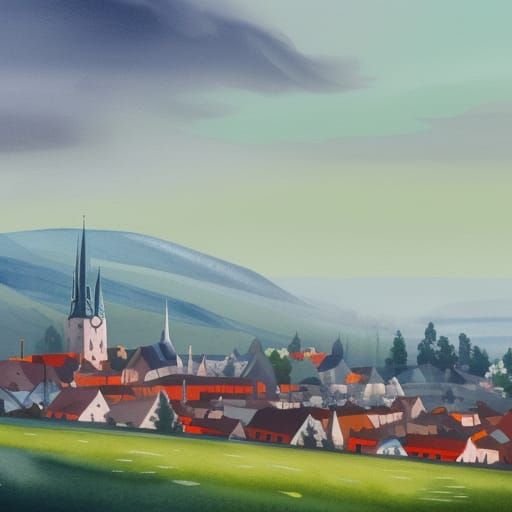 Scandinavian misty town