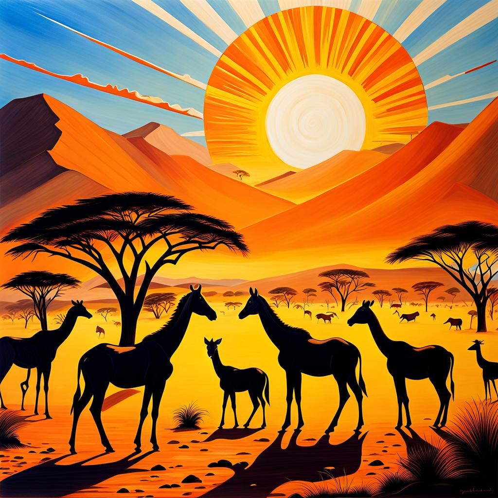 Abstract African Safari Acrylic Painting