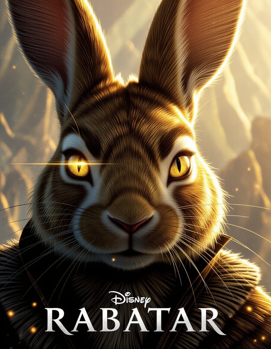 Rabatar Movie Poster: Rabbit Close-Up with Golden Eye