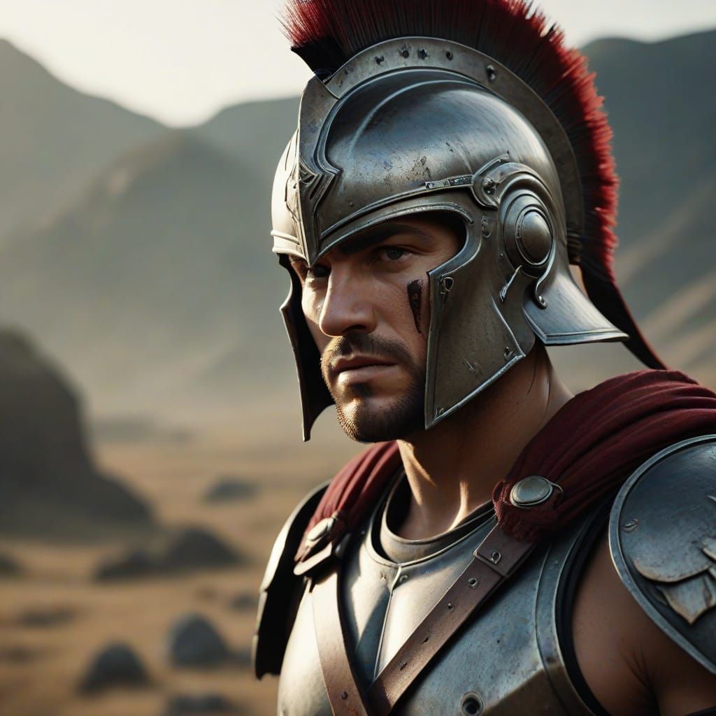 Heroic Spartan Warrior in Victorious Glory