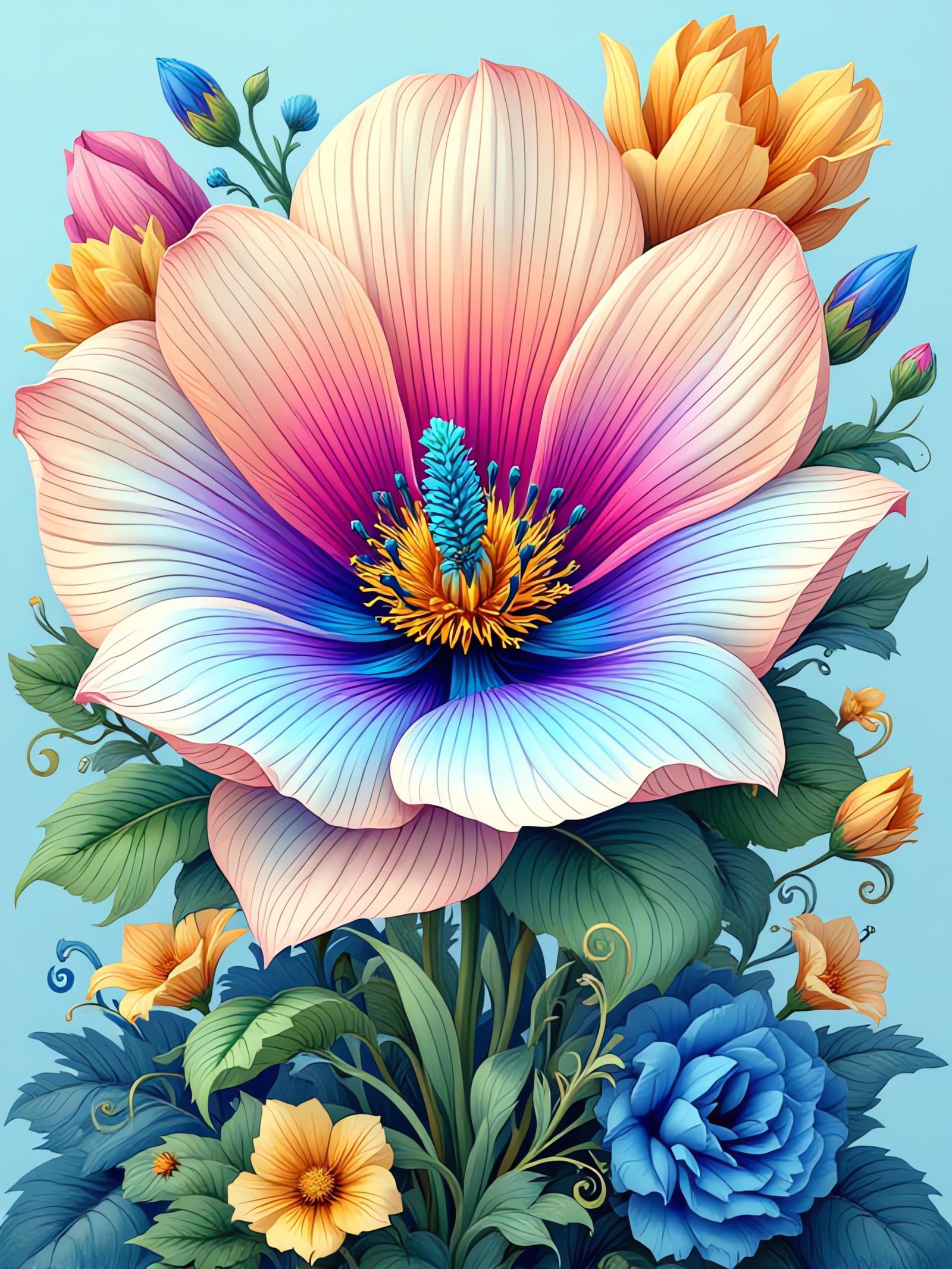 Fantastical Flower in Detailed Digital Illustration