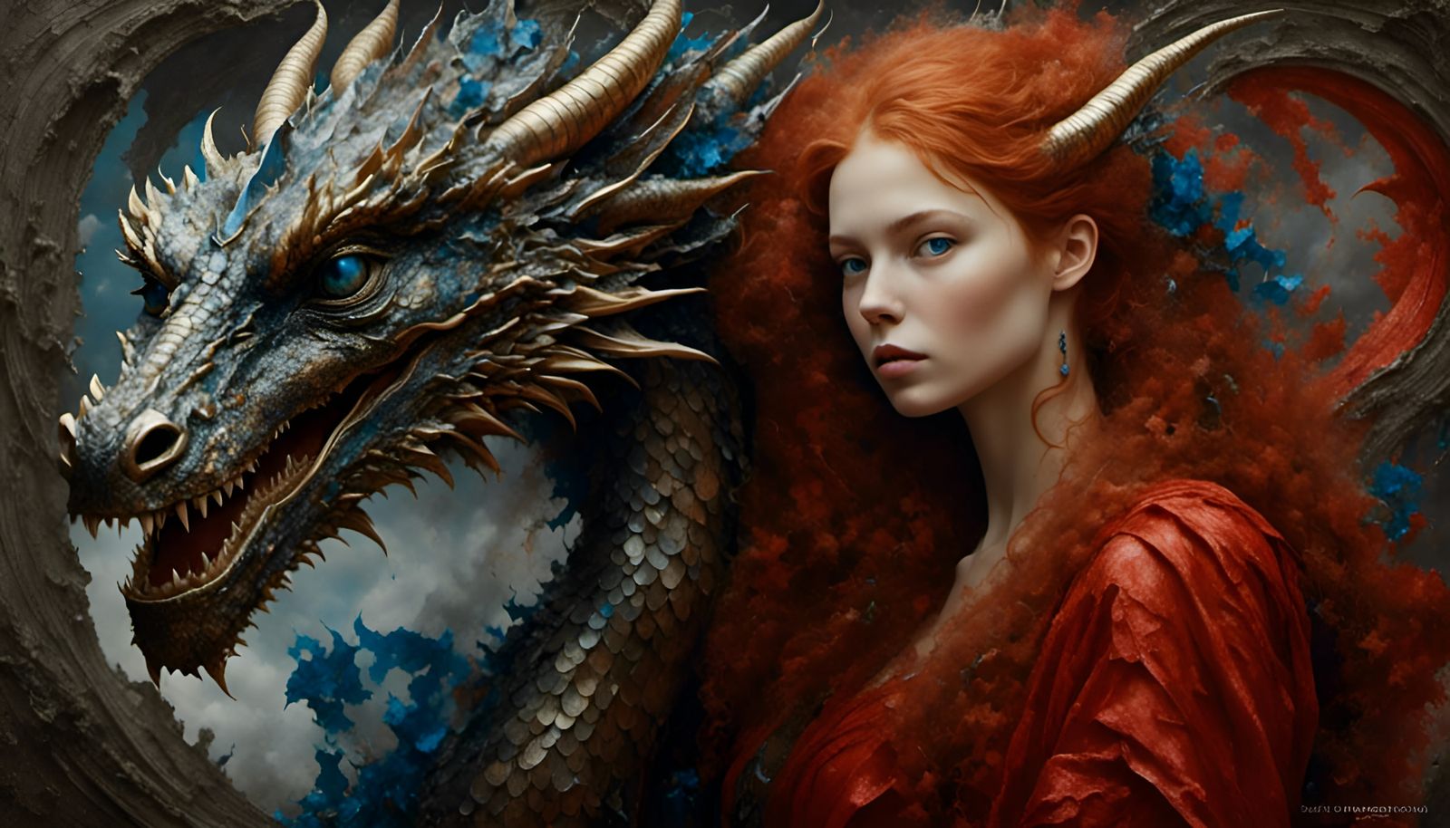 Lady with Dragon in Wayne Barlowe Style