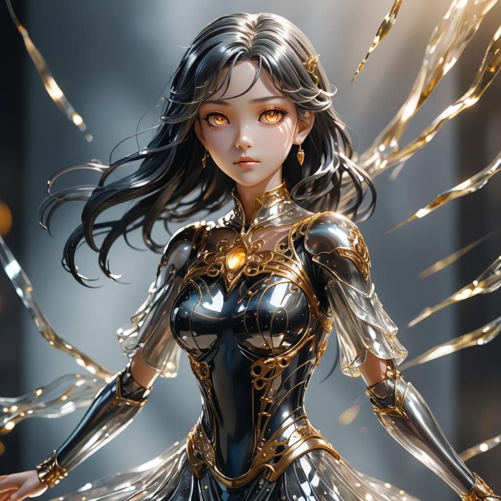 Enameled Glass Anime Figurine in Studio Trigger Style