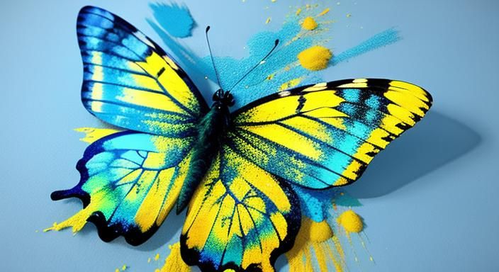 Vibrant 3D Butterflies in Powder Art Style