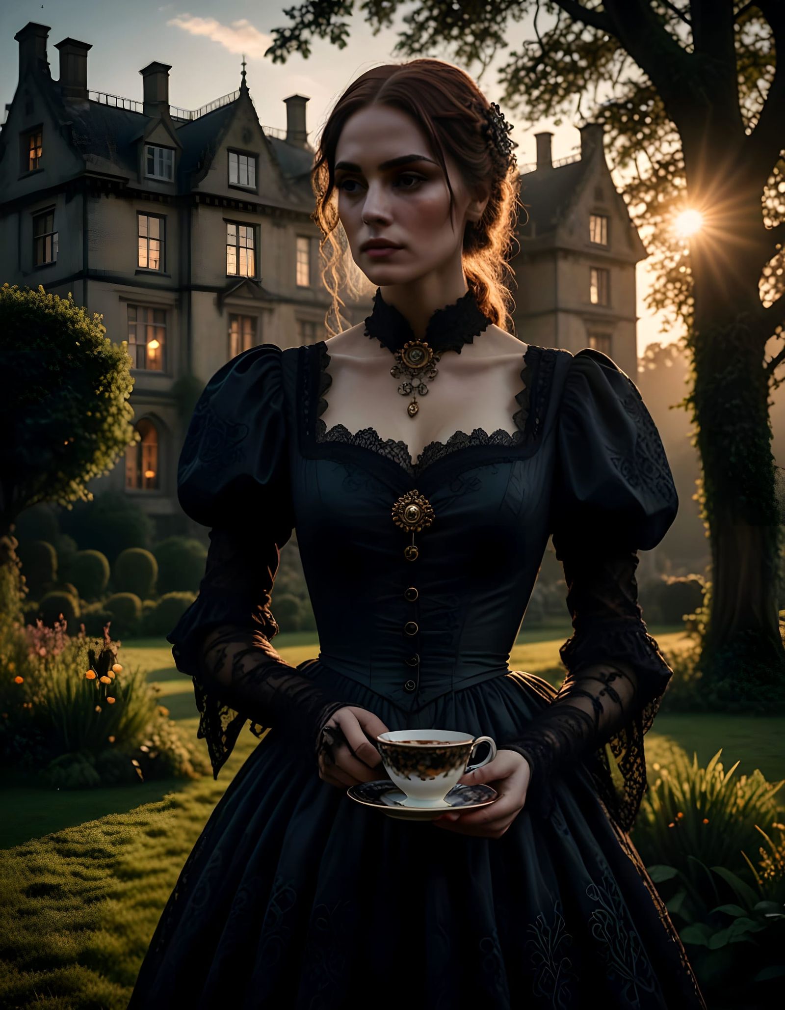Gothic Romance in the Moonlit English Countryside