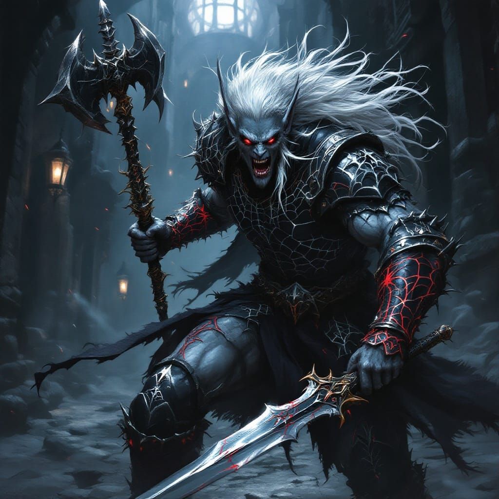 Fierce Elf Warrior in Anne Stokes Style