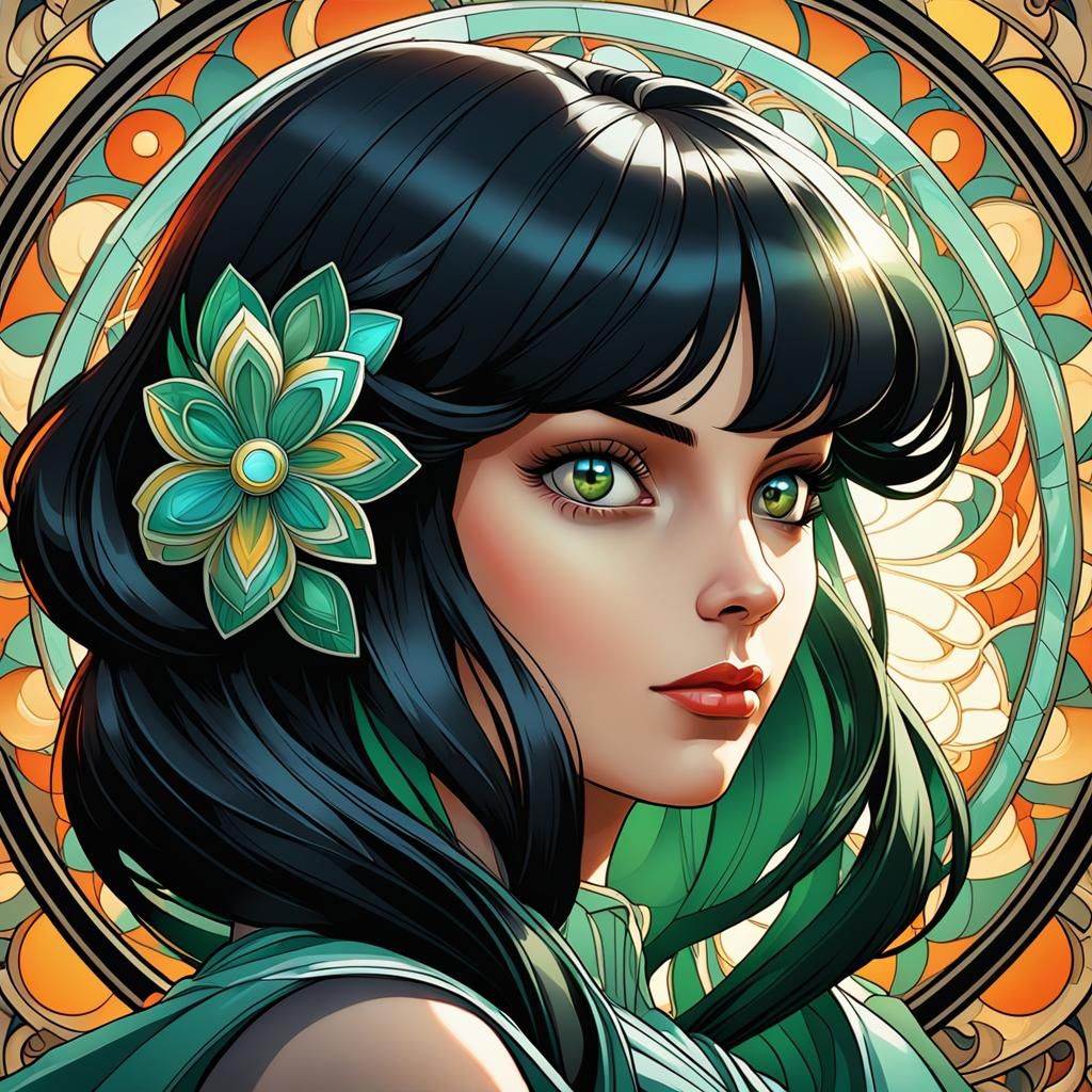 Cartoon Comic Art Woman Portrait, 8k Resolution