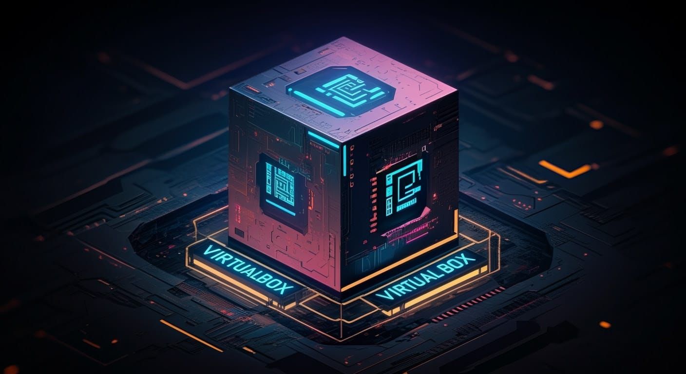 Futuristic Virtual Box in Neon-Lit Cyberspace