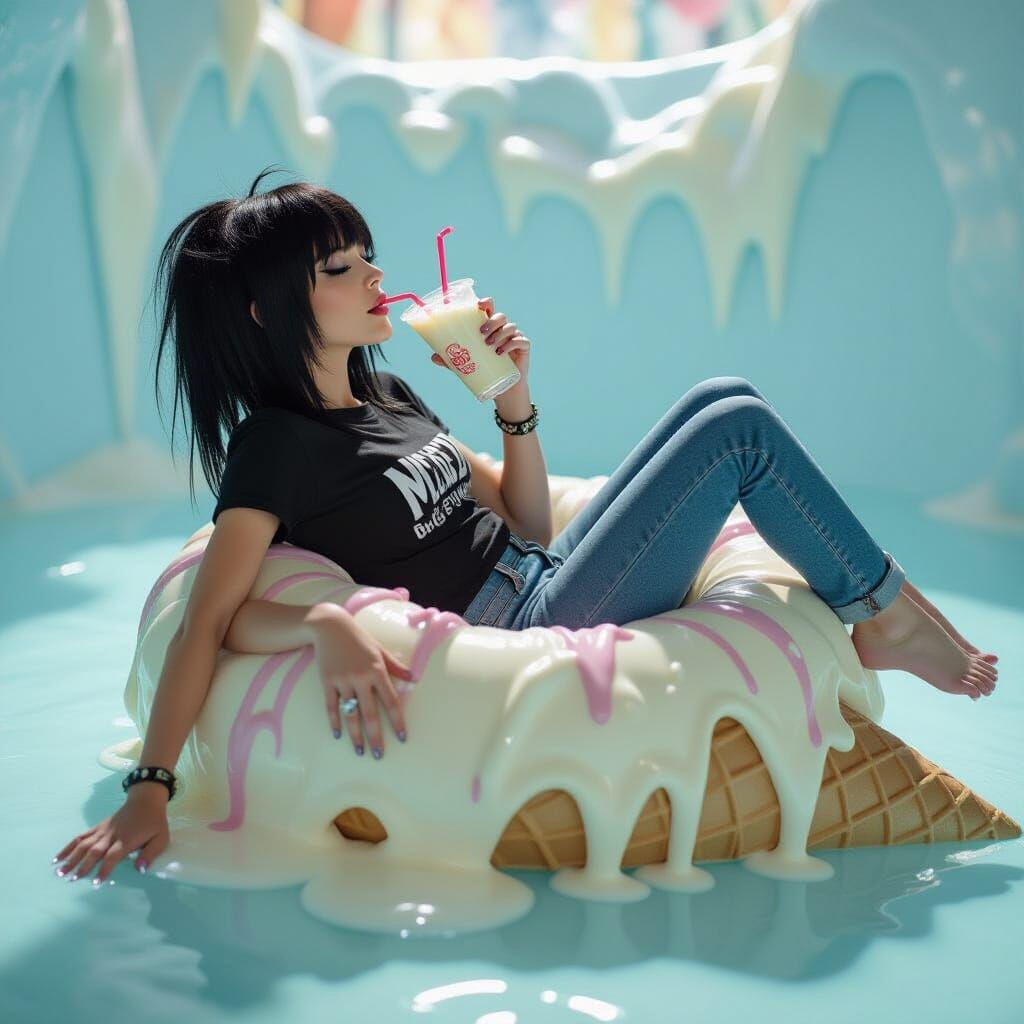 Dreamy Ice Cream Fantasy in Professional Photography Style