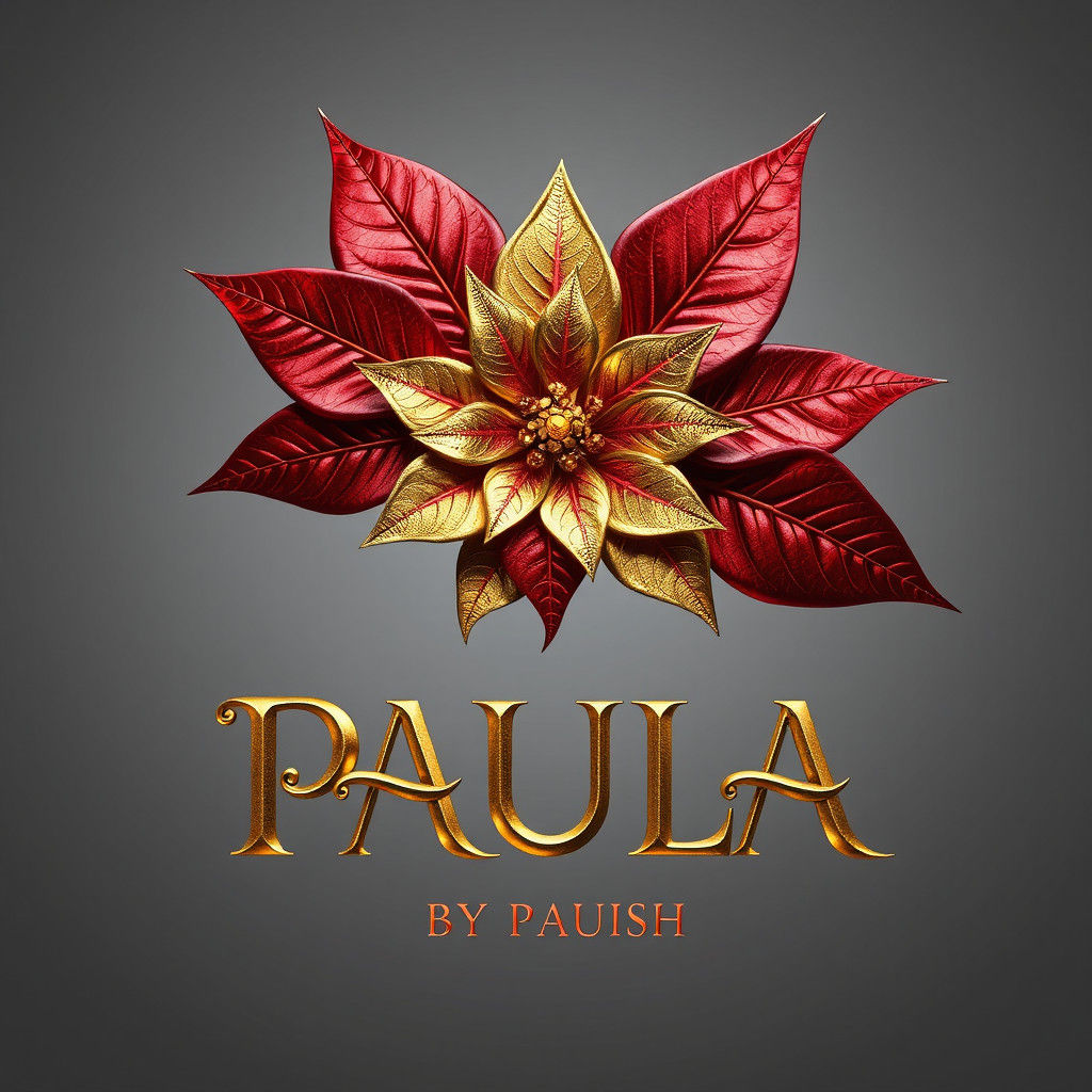 Golden Poinsettia with Red Petals in Fantasy Style