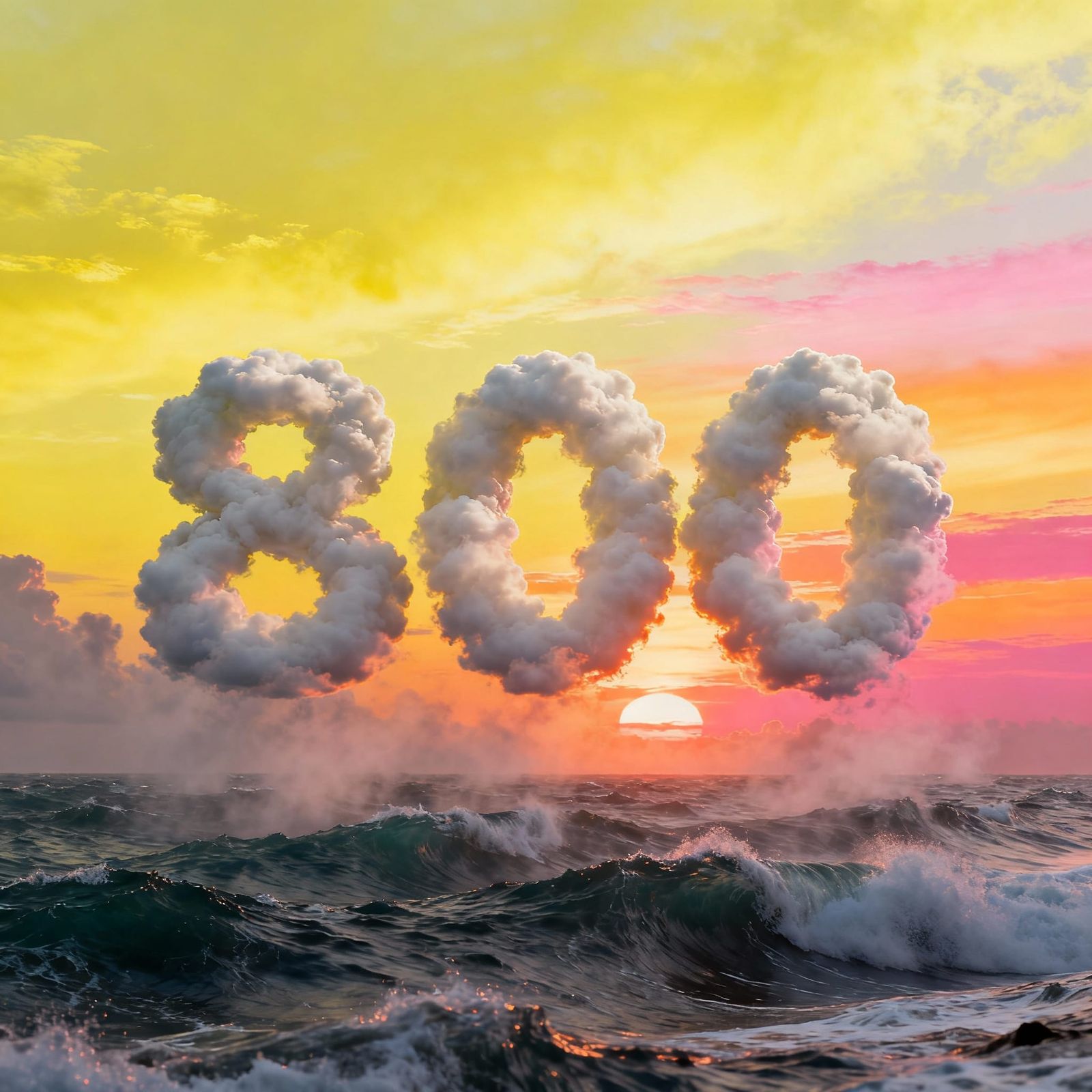 Number 800 Formed by Clouds Above Stormy Ocean at Lemonade S...