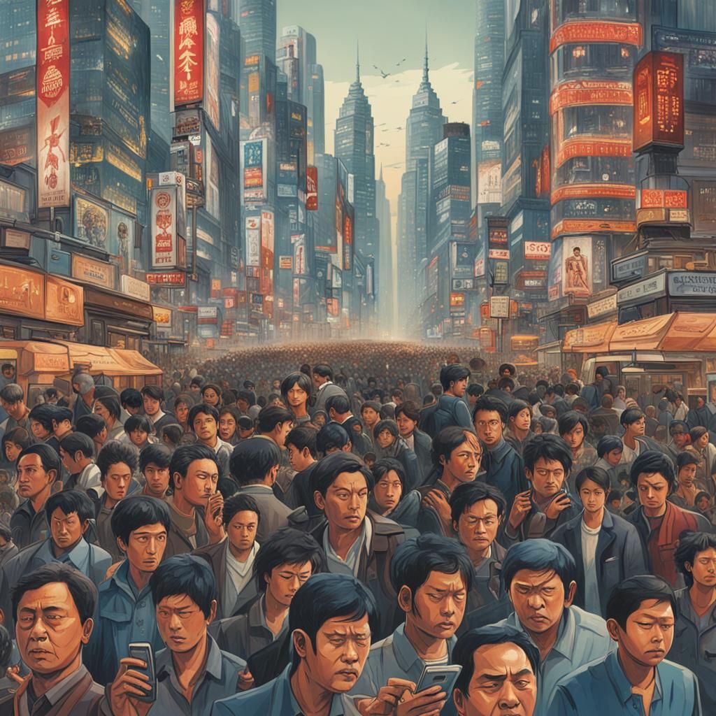 a crowded cityscape.