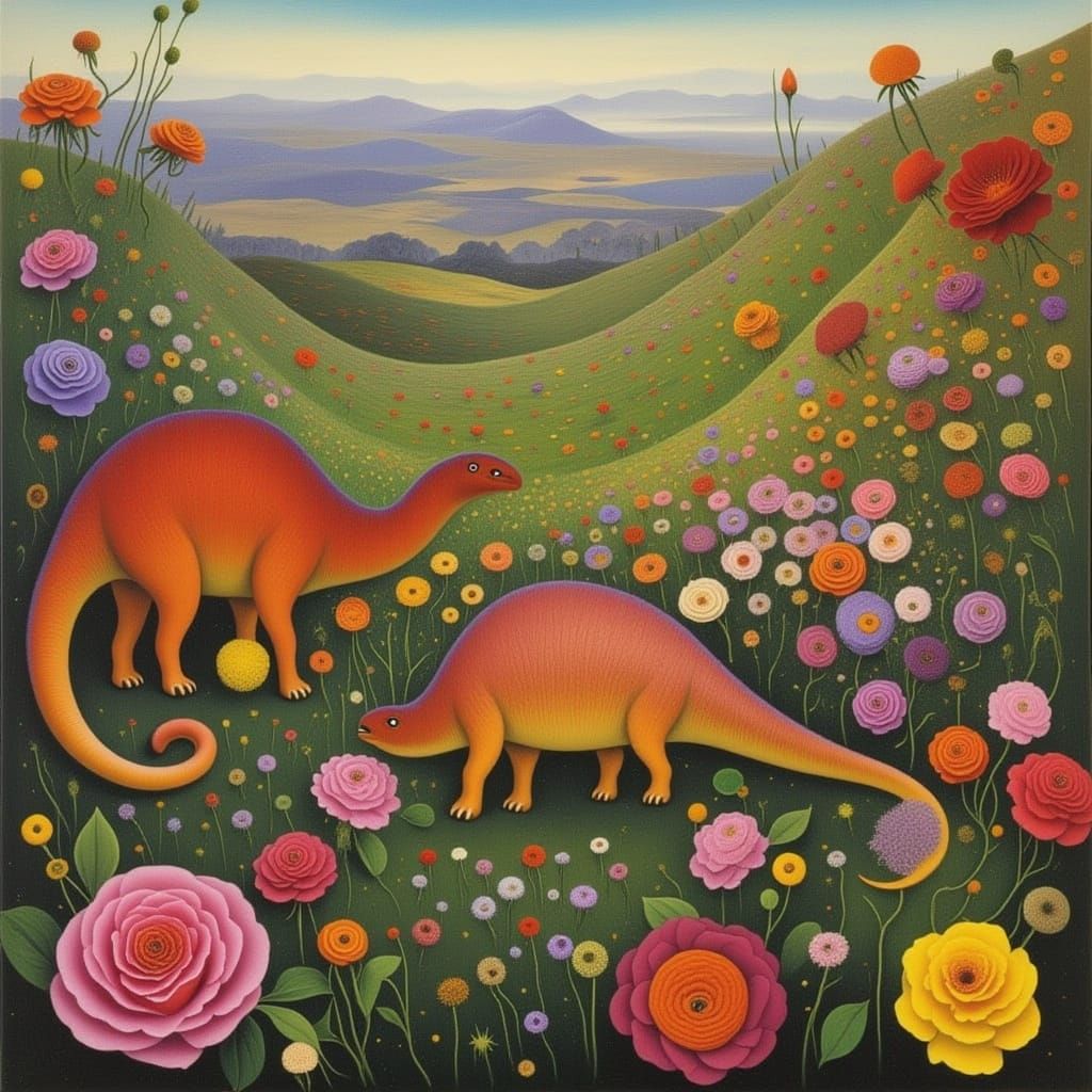 Dinosaurs in Rose Garden: Animated World