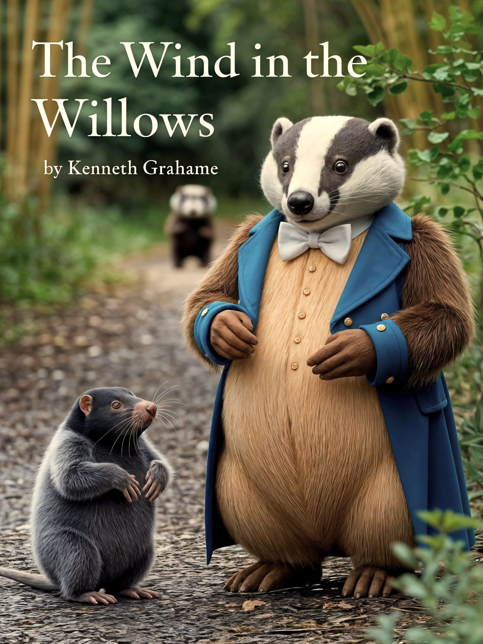 Whimsical Wind in the Willows Book Cover in Hyperrealist Sty...